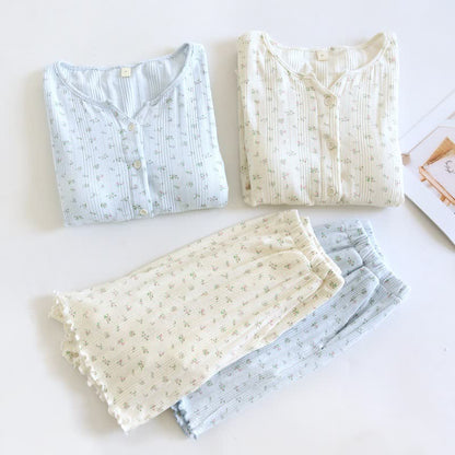 Pyjama-Set aus Baumwoll-Jacquard mit ländlichem Blumenmuster - image 6