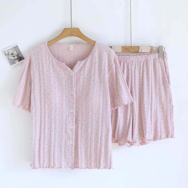 Pyjama-Set aus Baumwoll-Jacquard mit ländlichem Blumenmuster - image 10
