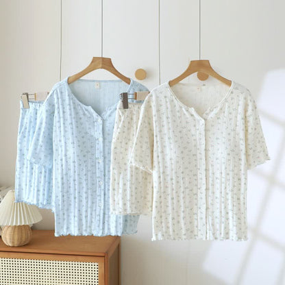 Pyjama-Set aus Baumwoll-Jacquard mit ländlichem Blumenmuster - image 3