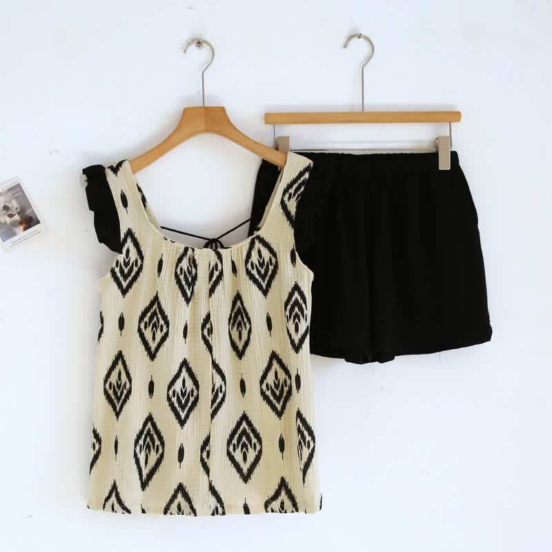 Boho-Pyjama-Set aus Baumwollgaze mit flatternden Ärmeln - image 2