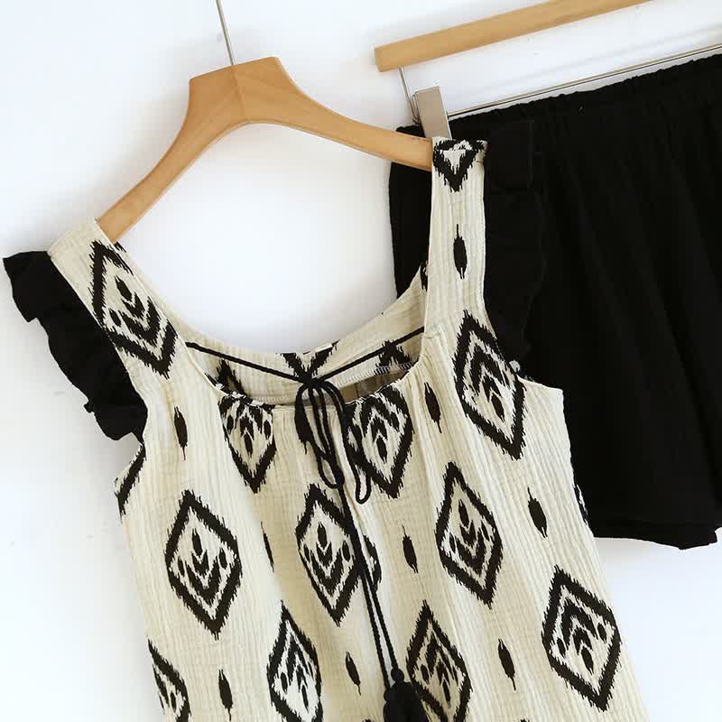 Boho-Pyjama-Set aus Baumwollgaze mit flatternden Ärmeln - image 3