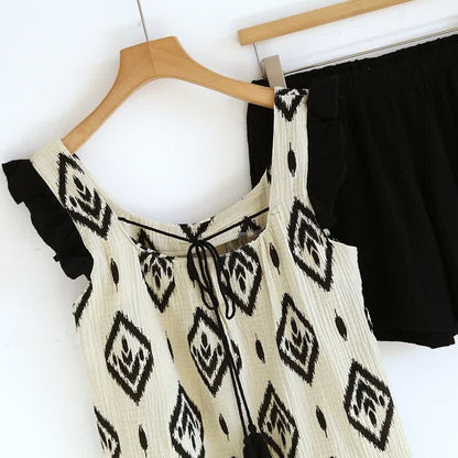 Boho-Pyjama-Set aus Baumwollgaze mit flatternden Ärmeln - image 3