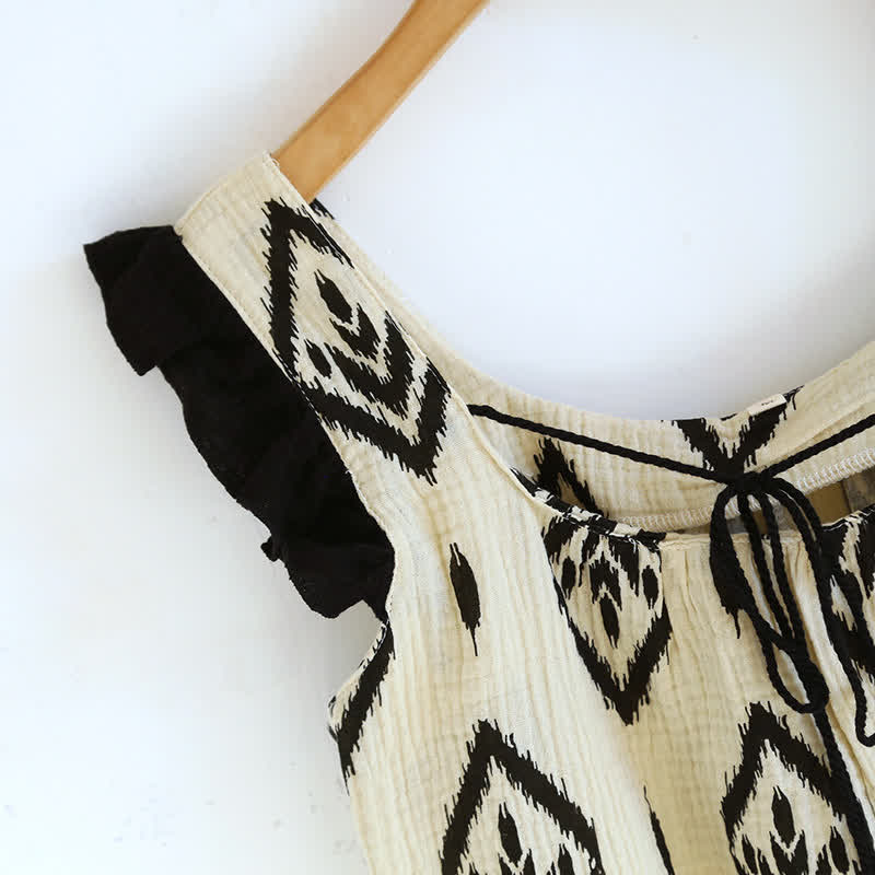 Boho-Pyjama-Set aus Baumwollgaze mit flatternden Ärmeln - image 5