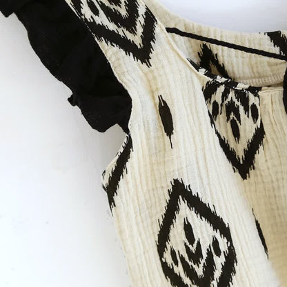 Boho-Pyjama-Set aus Baumwollgaze mit flatternden Ärmeln - image 6