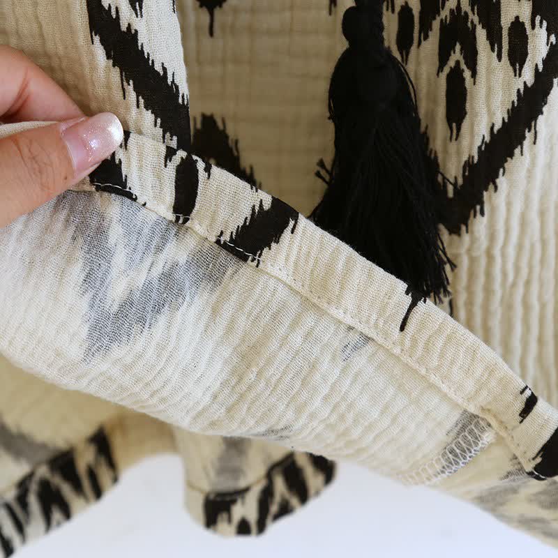 Boho-Pyjama-Set aus Baumwollgaze mit flatternden Ärmeln - image 8