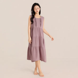 Minimalistisches ärmelloses Nachthemd aus Baumwoll-Doppelgaze - Lila - XL - image 0