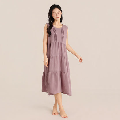 Minimalistisches ärmelloses Nachthemd aus Baumwoll-Doppelgaze - Lila - XL - image 0
