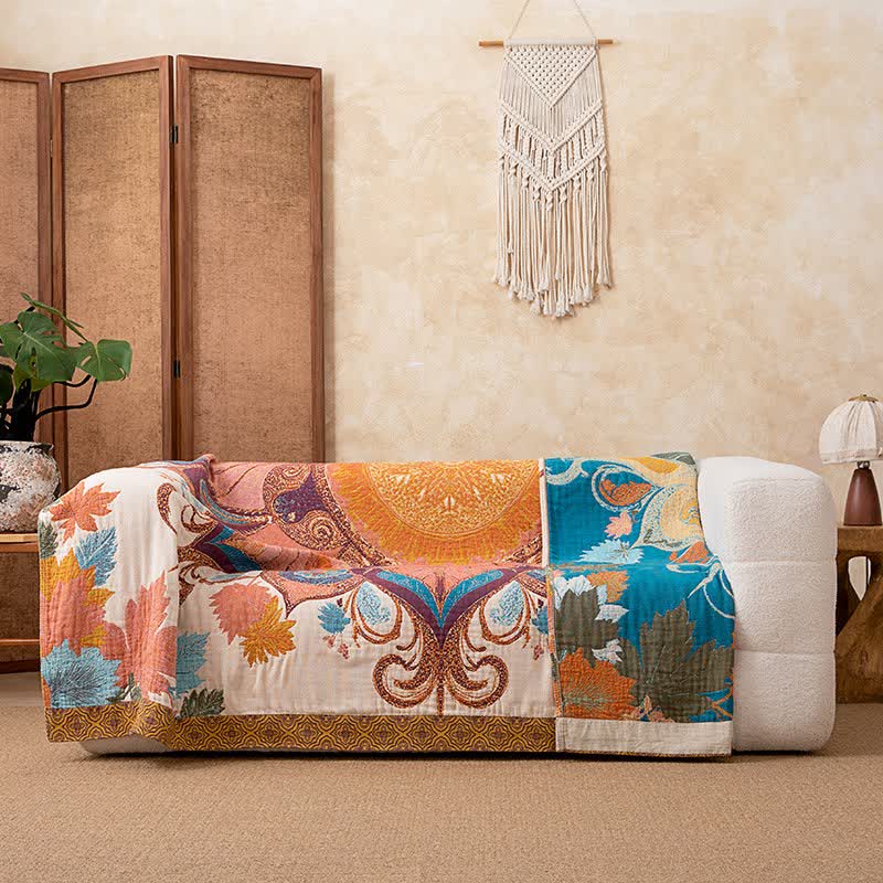 Retro-Stil-Steppdecke aus Baumwolle mit Blumenmuster - image 5
