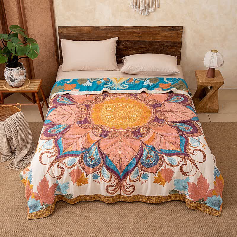 Retro-Stil-Steppdecke aus Baumwolle mit Blumenmuster - 230cm x 250cm - image 0