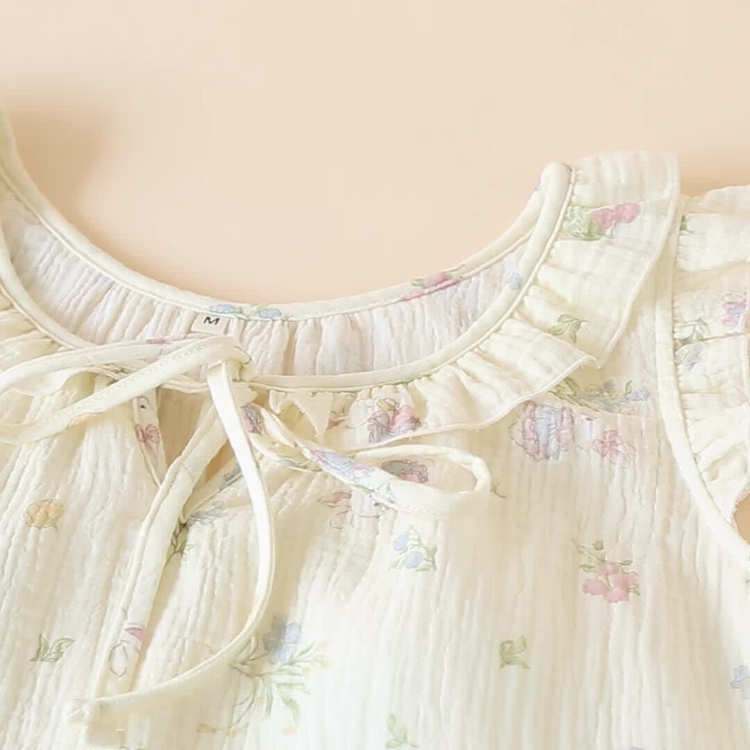Pyjama aus Baumwollgaze mit Cartoon-Hasen- und Blumenmuster - image 1