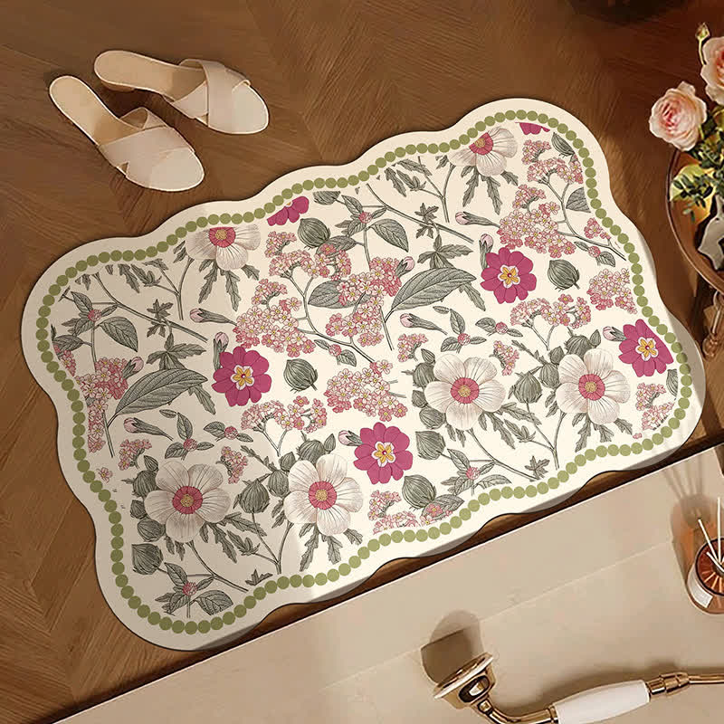 Vintage Badematte aus Kieselgur mit Blumenmuster - image 1