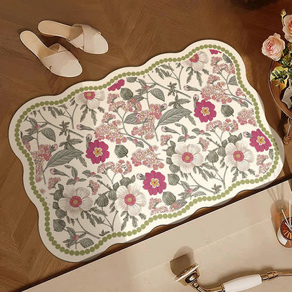 Vintage Badematte aus Kieselgur mit Blumenmuster - image 1