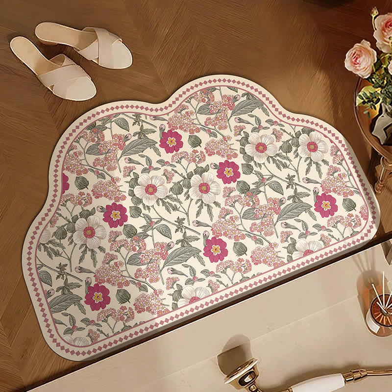 Vintage Badematte aus Kieselgur mit Blumenmuster - image 3