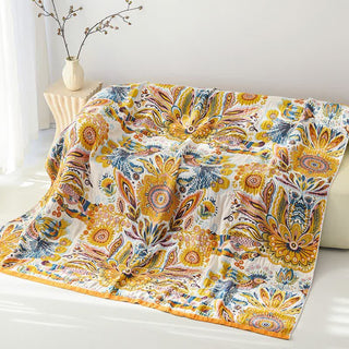 Decke aus reiner Baumwolle mit tropischem Blumenmuster - 230cm x 250cm - image 0