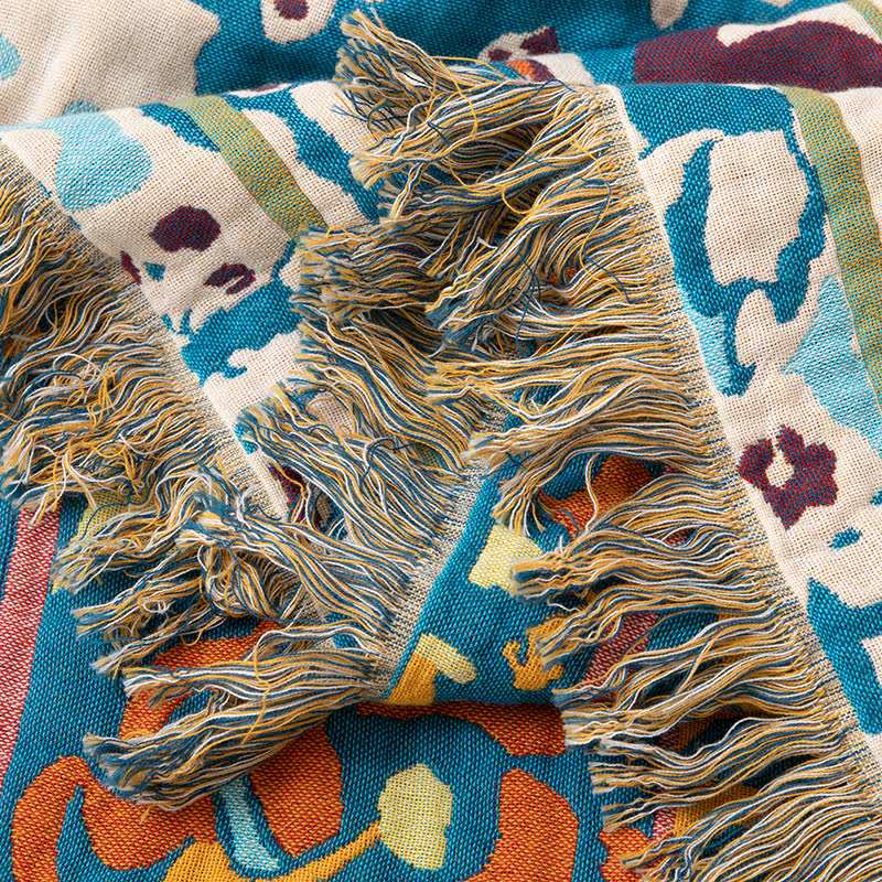 Retro-Steppdecke aus reiner Baumwolle, blau - image 3
