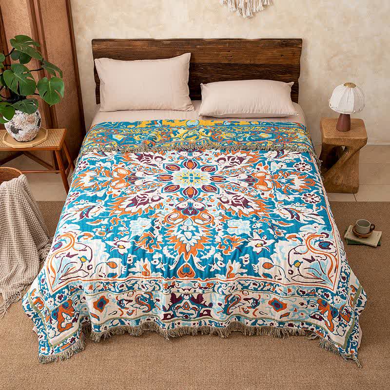 Retro-Steppdecke aus reiner Baumwolle, blau - 200cm x 230cm - image 0