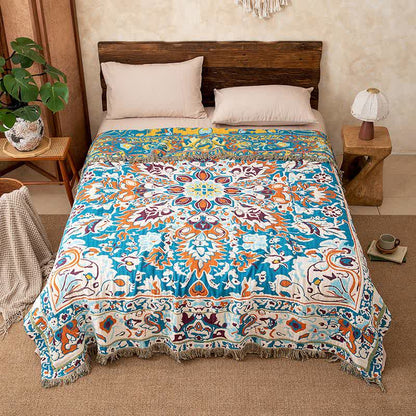 Retro-Steppdecke aus reiner Baumwolle, blau - 200cm x 230cm - image 0