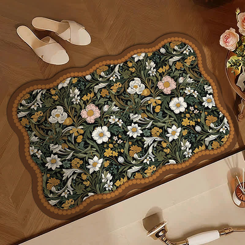 Kunstinspirierte Badematte aus Kieselgur mit floralem Muster - image 1