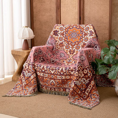 Vintage-Steppdecke aus Baumwolle mit Blumenmuster und Quasten - image 2