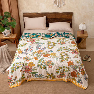 Lebendige florale Steppdecke aus reiner Baumwolle - 230cm x 250cm - image 0