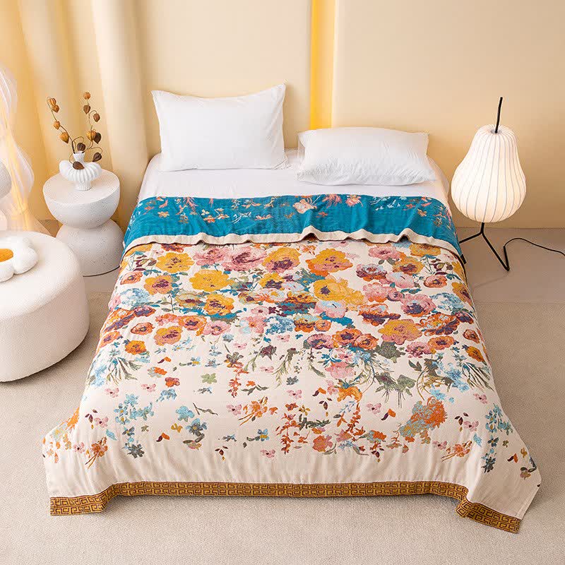 Steppdecke aus reiner Baumwolle mit Blumenmuster - 230cm x 250cm - image 0