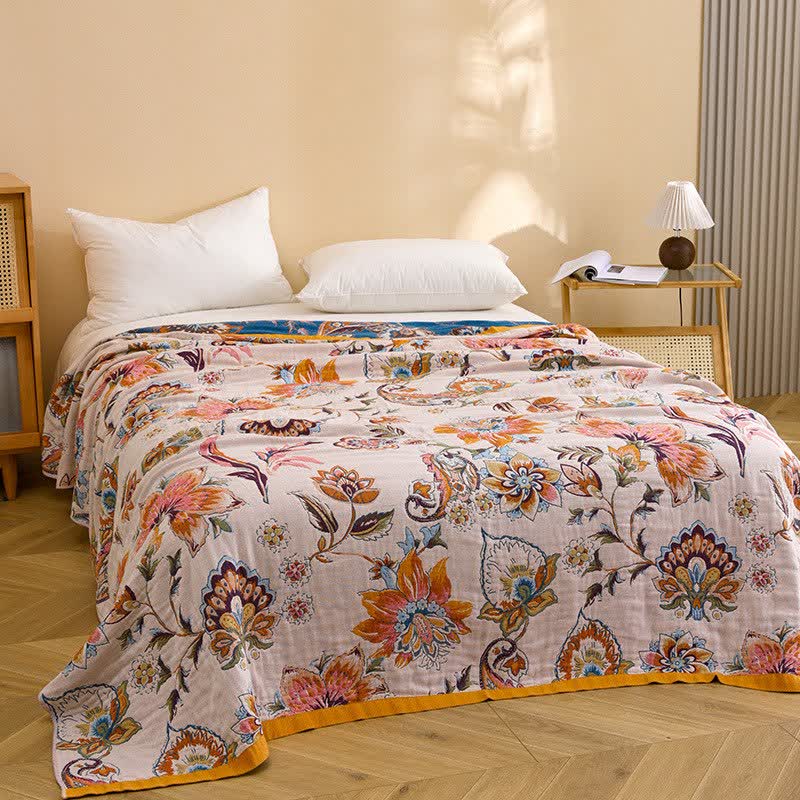 Decke aus reiner Baumwolle mit Blumenmuster - image 2