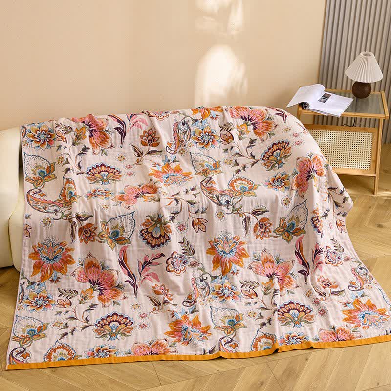 Decke aus reiner Baumwolle mit Blumenmuster - 230cm x 250cm - image 0