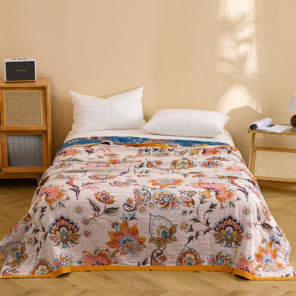 Steppdecke aus reiner Baumwolle mit blühendem Blumenmuster - 230cm x 250cm - image 0