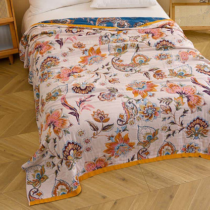 Decke aus reiner Baumwolle mit Blumenmuster - image 4
