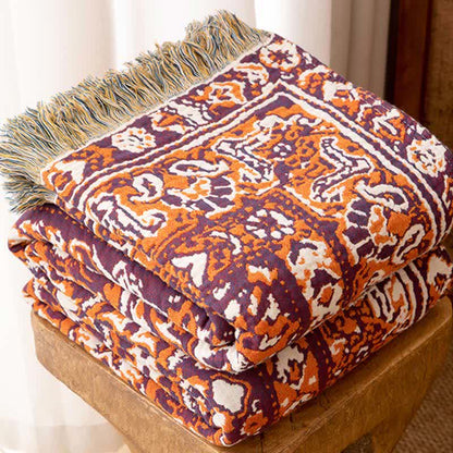 Vintage-Steppdecke aus Baumwolle mit Blumenmuster und Quasten - image 4