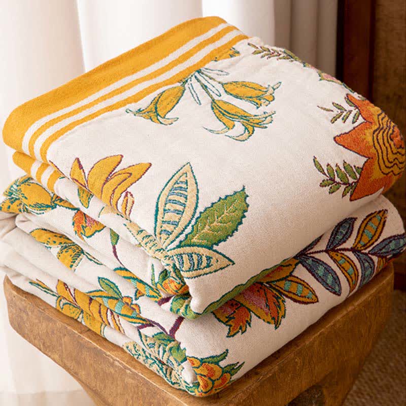 Decke aus reiner Baumwolle mit lebendigem Blumenmuster - image 2