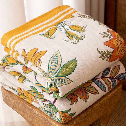 Decke aus reiner Baumwolle mit lebendigem Blumenmuster - image 2