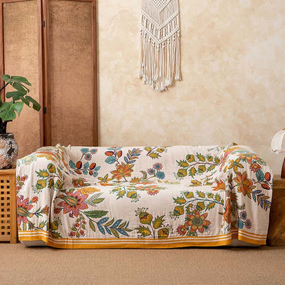 Decke aus reiner Baumwolle mit lebendigem Blumenmuster - image 1