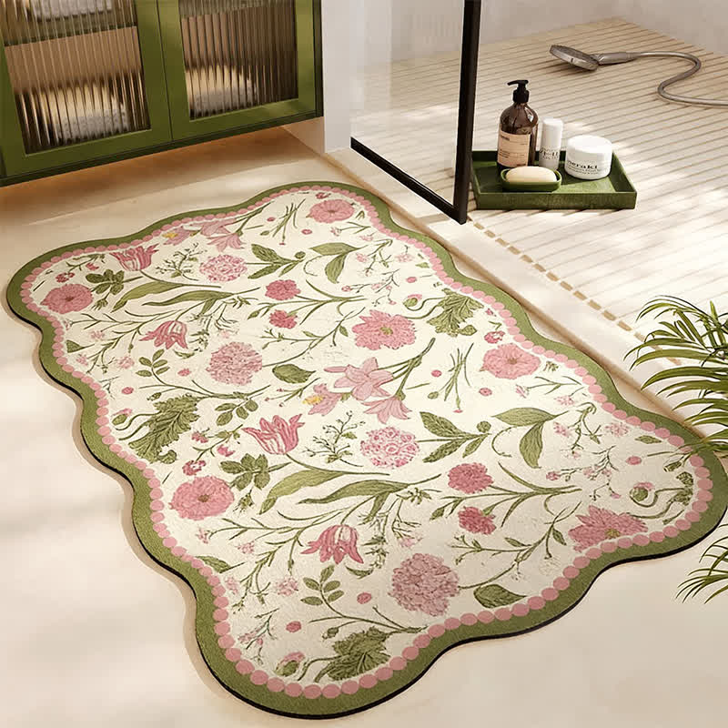 Kleine, saugfähige Fußmatte mit Blumenmuster - Rechteck - 60cm x 90cm - image 0