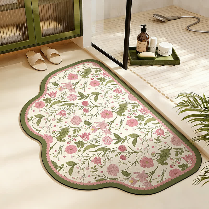 Kleine, saugfähige Fußmatte mit Blumenmuster - Trapez - 60cm x 90cm - image 2