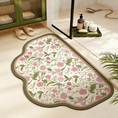 Kleine, saugfähige Fußmatte mit Blumenmuster - Trapez - 60cm x 90cm - image 2