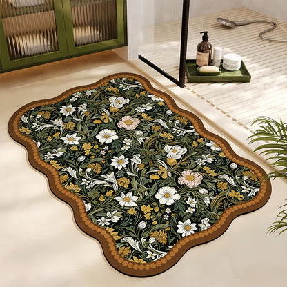 Kunstinspirierte Badematte aus Kieselgur mit floralem Muster - Rechteck - 60cm x 90cm - image 0