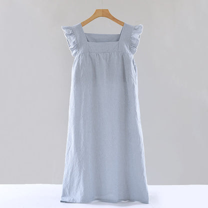 Baumwoll-Nachthemd mit Vichy-Karo und flatternden Ärmeln - Blau - XL - image 10
