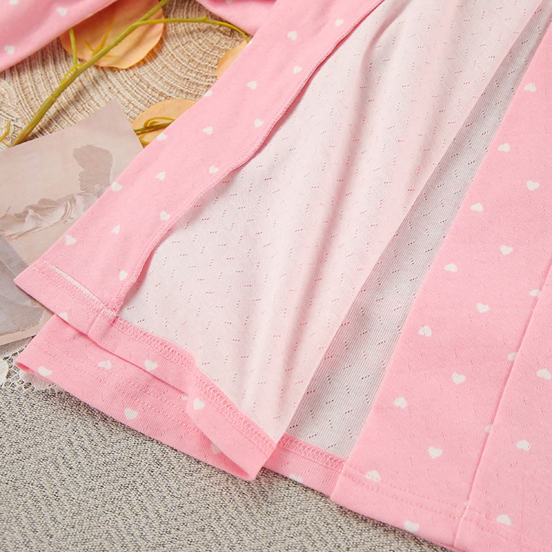 Pyjama-Bademantel mit Herzchenmuster und Rüschen - image 11