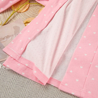 Pyjama-Bademantel mit Herzchenmuster und Rüschen - image 11