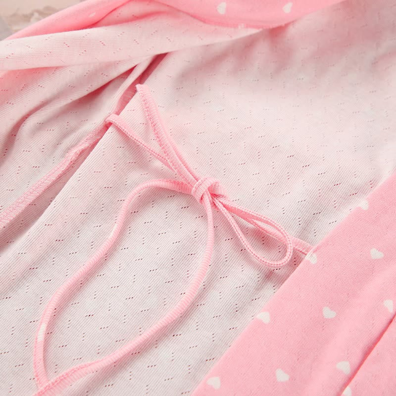 Pyjama-Bademantel mit Herzchenmuster und Rüschen - image 12
