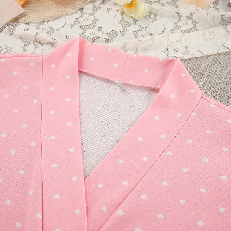 Pyjama-Bademantel mit Herzchenmuster und Rüschen - image 10
