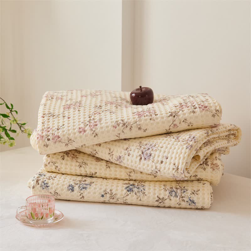 Steppdecke aus Baumwollgaze mit floralem Waffelmuster - image 8