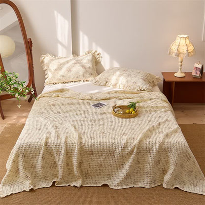 Tagesdecke aus Baumwollgaze mit floralem Waffelmuster - Braun - 2 Kissenbezüge - 52cm x 75cm - image 0