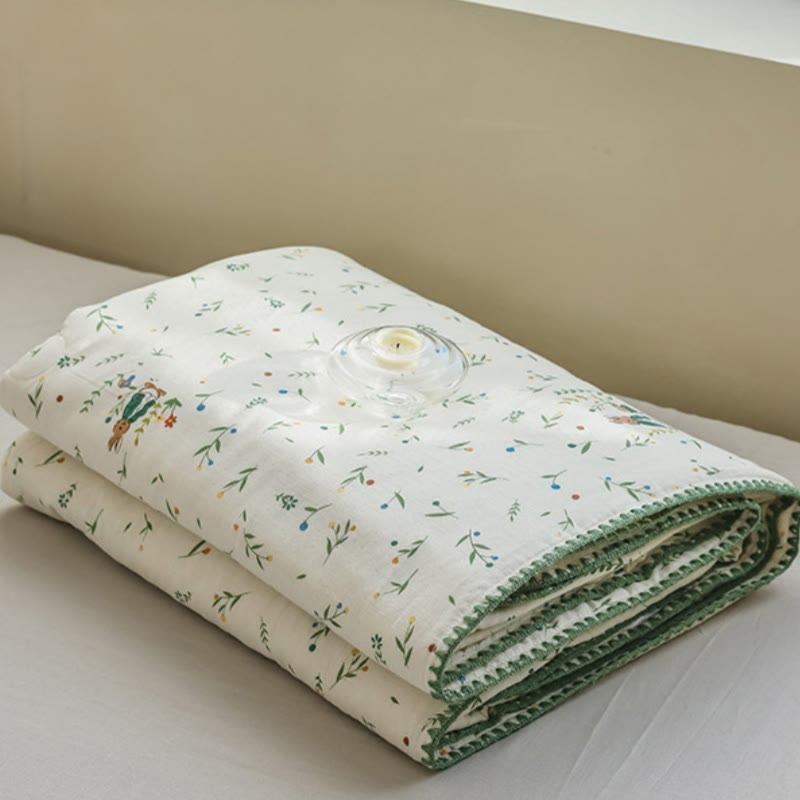 Bettwäsche aus Baumwollgaze mit botanischem Blatt- und Hasenmotiv - image 7
