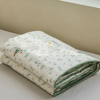 Bettwäsche aus Baumwollgaze mit botanischem Blatt- und Hasenmotiv - image 7