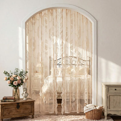 Transparenter Vorhang aus Landhausspitze mit Rüschenbesatz - Beige - 140cm x 260cm - image 28