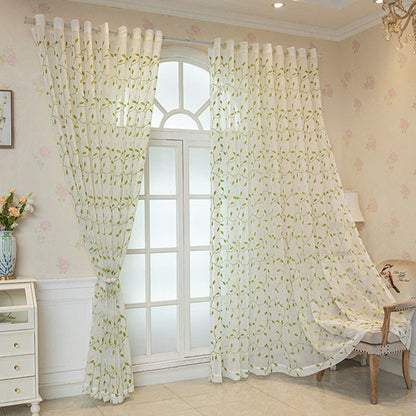 Transparenter Vorhang im Landhausstil mit grünem Blattmuster - image 2