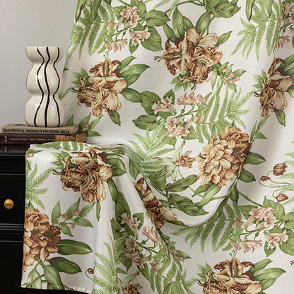 Vorhang im Landhausstil mit Blumen- und Blättermuster - Grün & Gelb - 132cm x 274cm - image 8