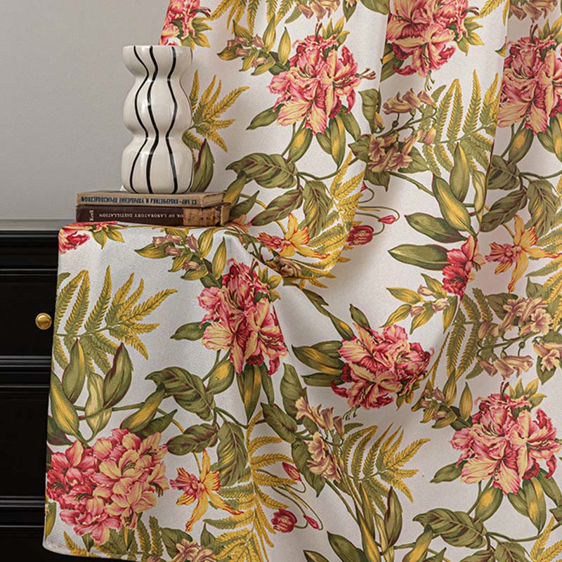 Vorhang im Landhausstil mit Blumen- und Blättermuster - Rot & Grün - 132cm x 274cm - image 6